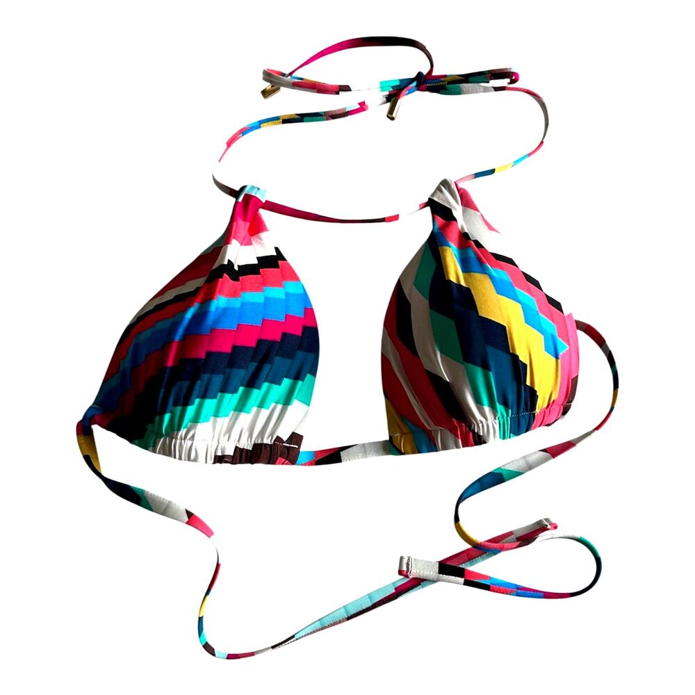 La Blanca Multicolor Geometric Triangle Halter Bikini Top